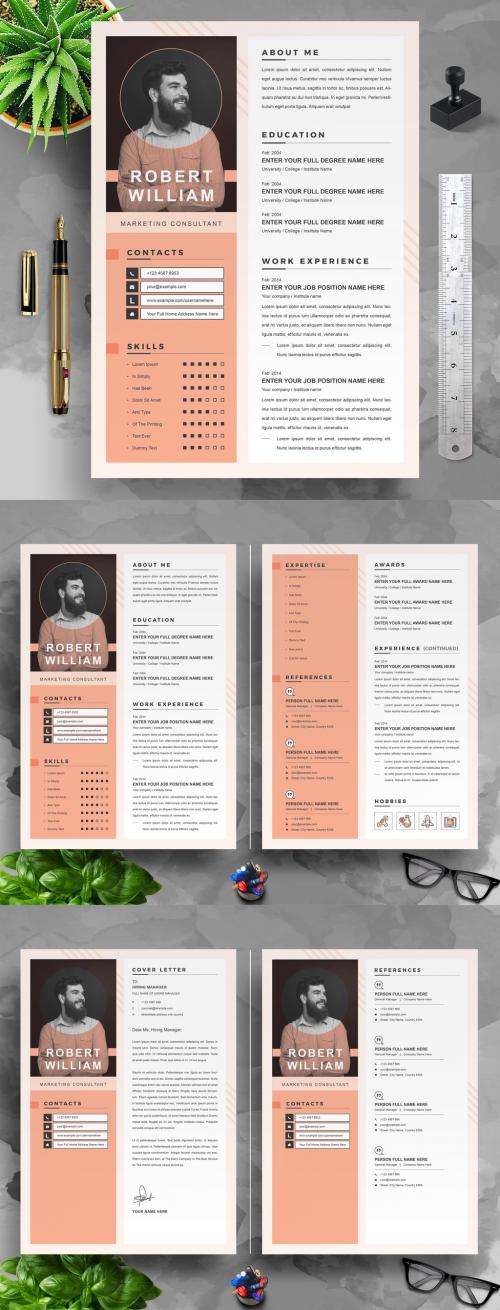 Modern Resume Layout Layout with Photo - 458575740