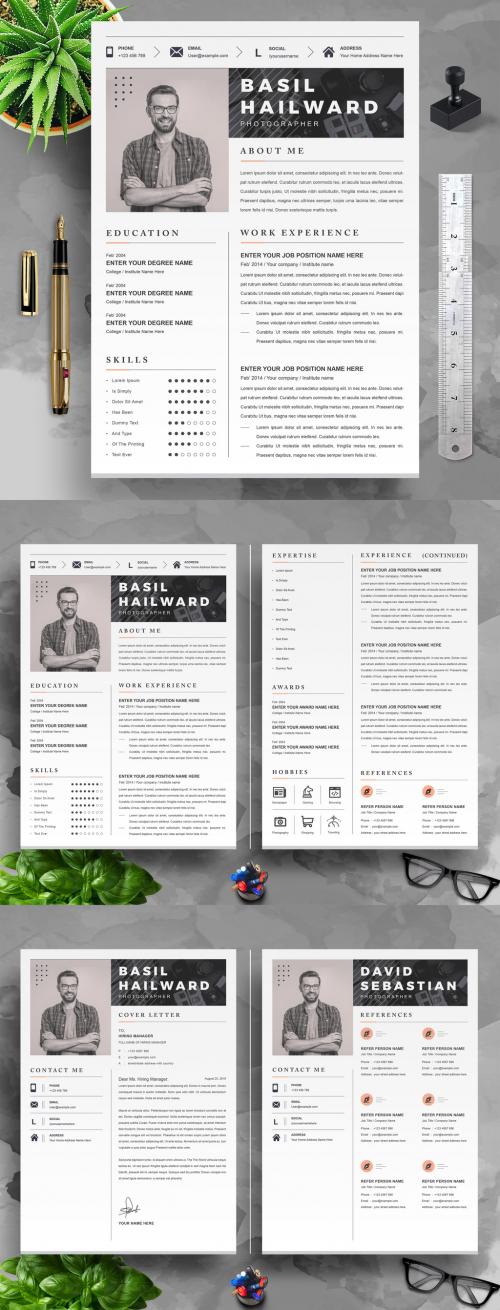 Modern Photographer Resume Layout Layout with Photo - 458575746