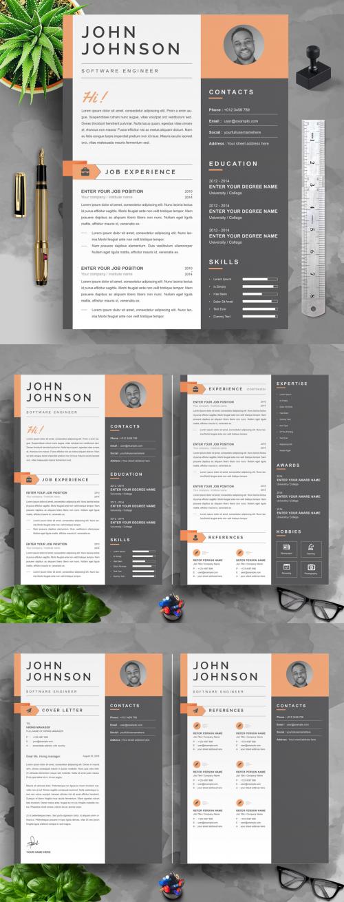 Creative Resume Layout with Photo - 458575759