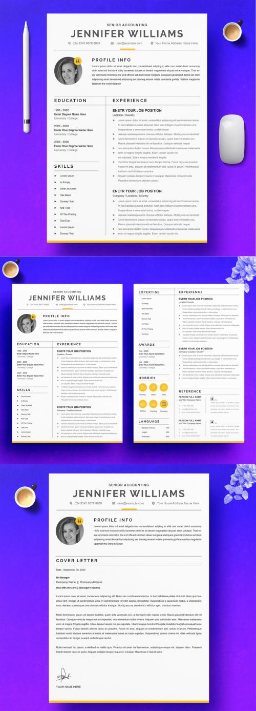 Professional Resume CV Layout with Cover Letter - 458575770