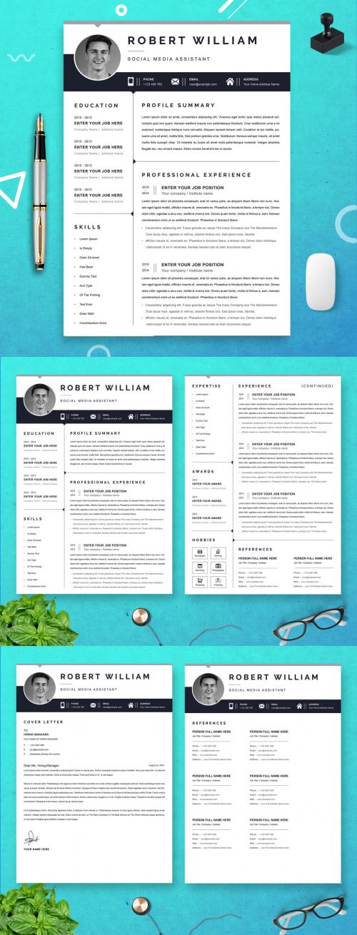 Minimal Resume and Cover Letter and Reference Page Set - 458575772