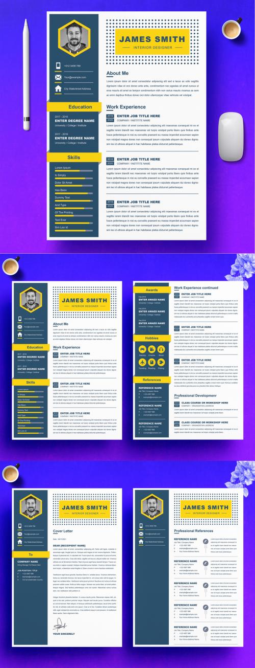 Vector Minimalist Creative Cover Letter and Two Page Resume - 458575773