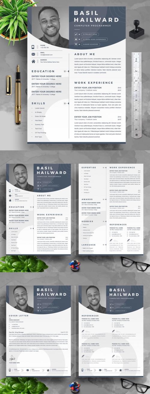 Resume Layout with Black and White Accents - 458575791