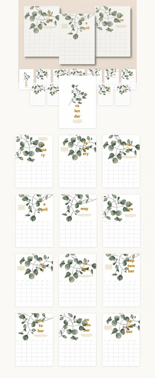 2022 Calendar with Eucalyptus Illustrations  - 459755403