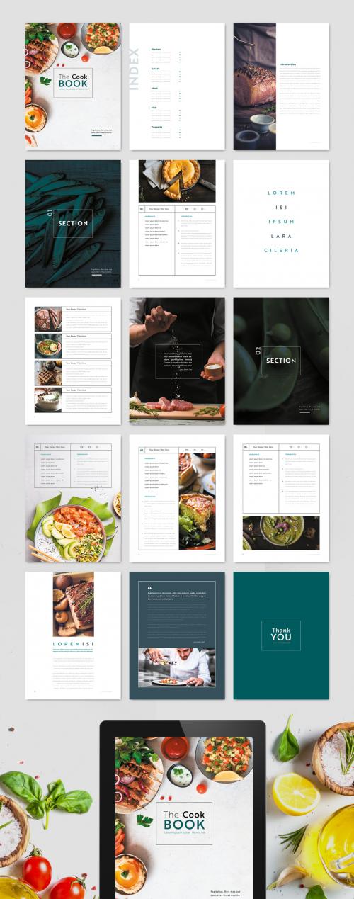 Minimal Grey and Green Cookbook Ebook - 459755432