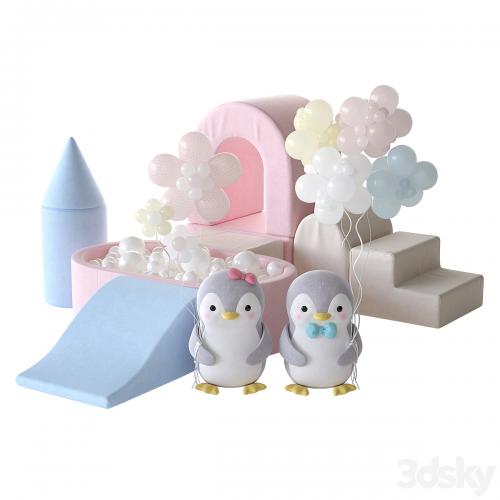 KIDKII Lux Foam Play Set with Ball Pit for kids and cute little penguins