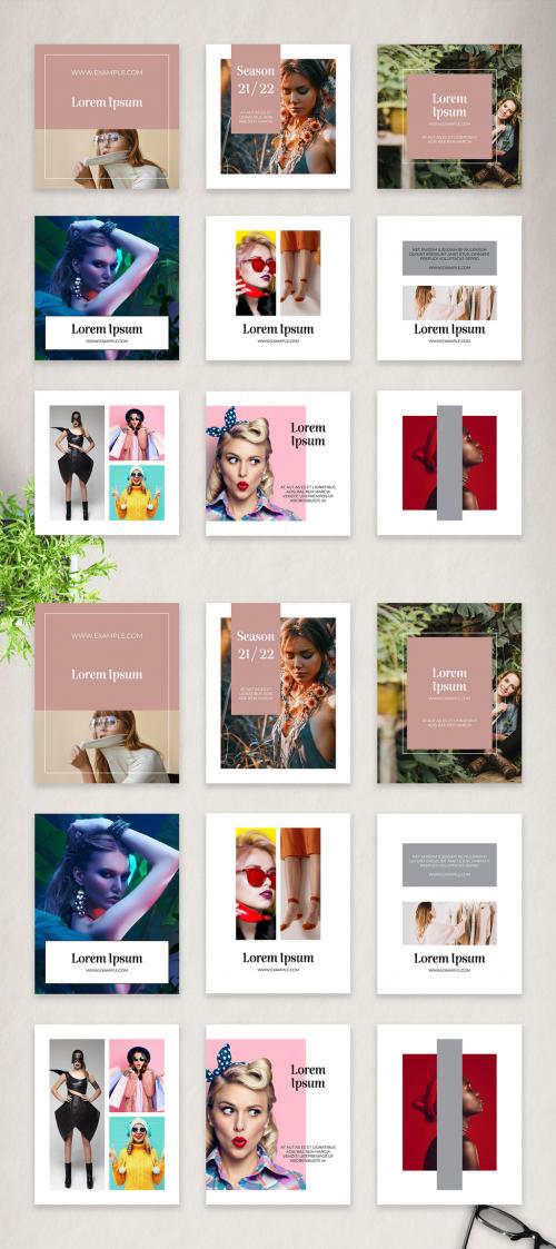 Fashion Social Media Square and Vertical Photo Posts Layout - 459755453