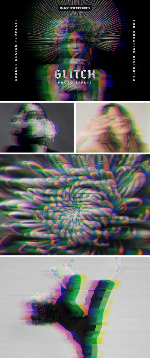 Artistic Glitch Photo Effect Mockup - 460180185