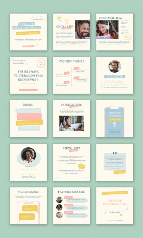 Personal Development Coaching Post Template with Hand Drawn Elements - 460184068