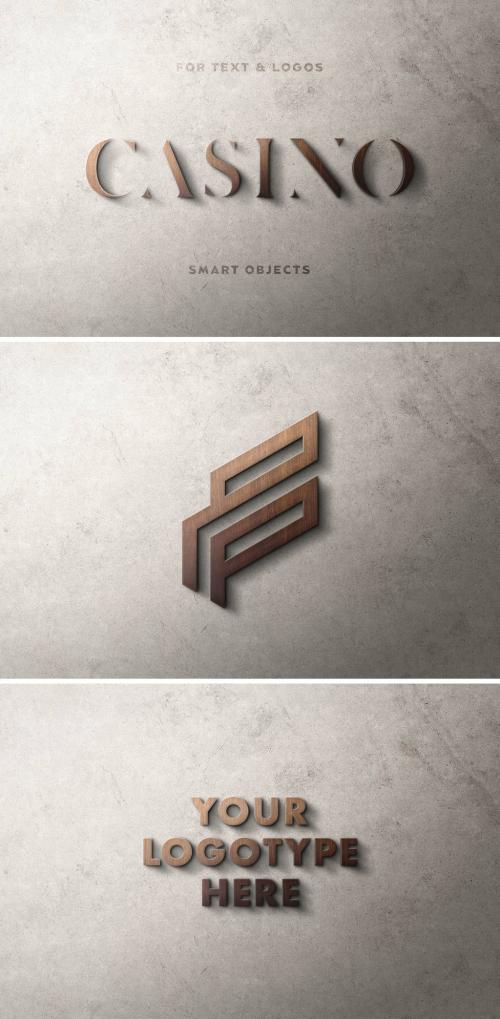 Elegant 3D Wood Wall Sign Logo Mockup - 460391647