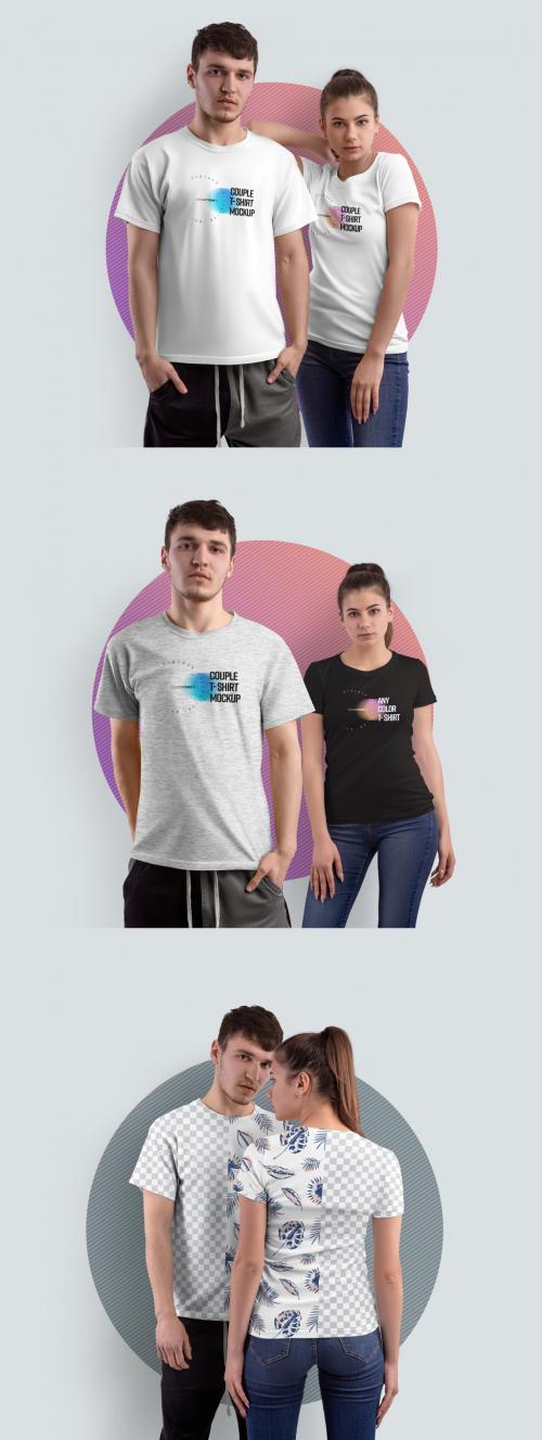 3 Man and Woman Mockup T-Shirt - 460396241