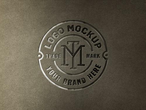 Realistic 3D Glossy Metallic Logo Mockup - 460397617