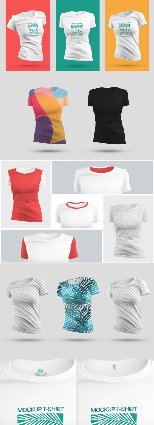 6 Mockups of Women's 3D T-Shirt - 460400833