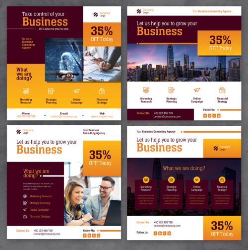 Business Consulting Agency Media Post with Orange and Brown Accents - 460400838