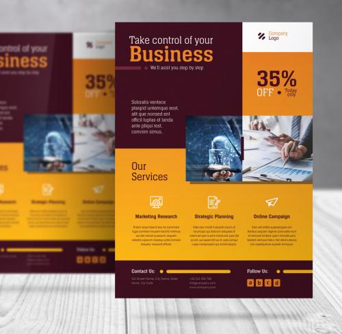 Business Consulting Agency Flyer with Orange and Brown Accents - 460400877