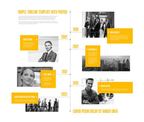 Simple Minimalistic Vertical Photo Timeline Template with Yellow Accent - 460400879