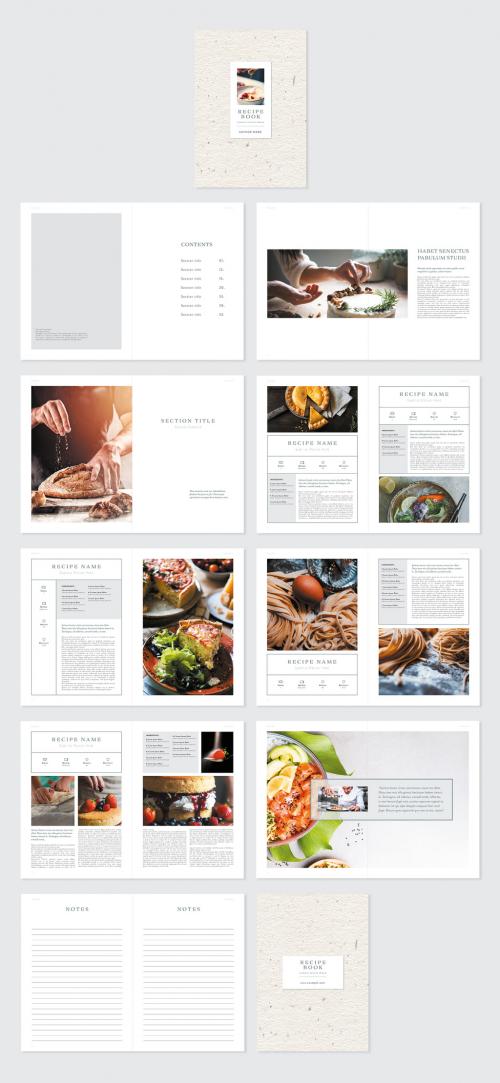 Recipes Book with Grey Accents - 460400890