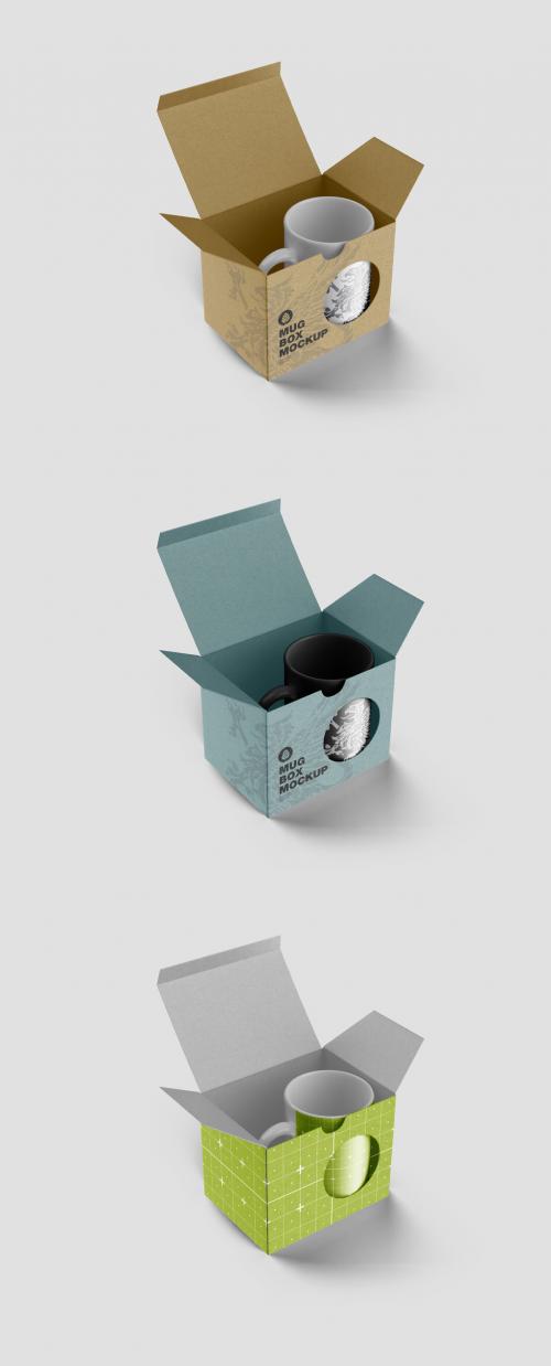 Cardboard Box with Mug Mockup - 460400922