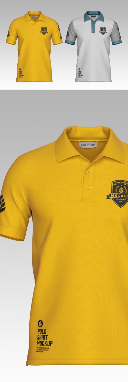 Men's Short Sleeve Polo Shirt Mockup Front Side - 460400980