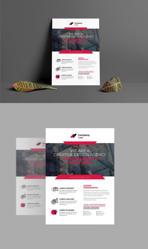Business Flyer Layout with Red Accents - 460401025