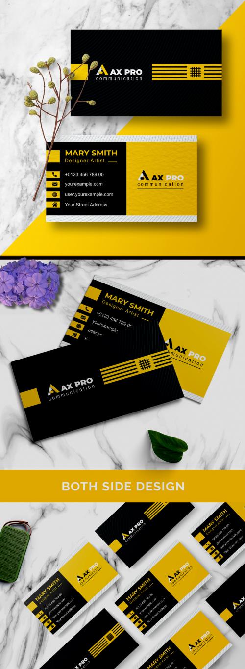 Yellow and Black Color Business Card Layout Design - 460401082