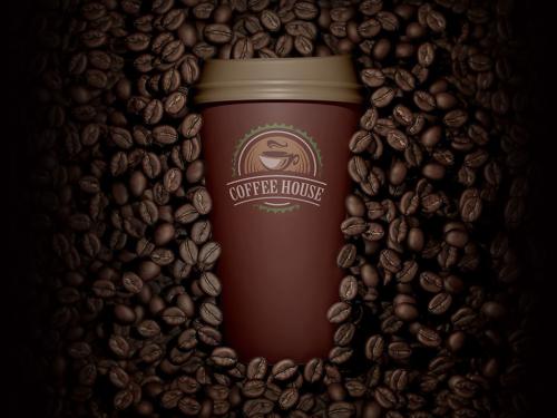 Coffee Cup Mockup with Grains - 460401084