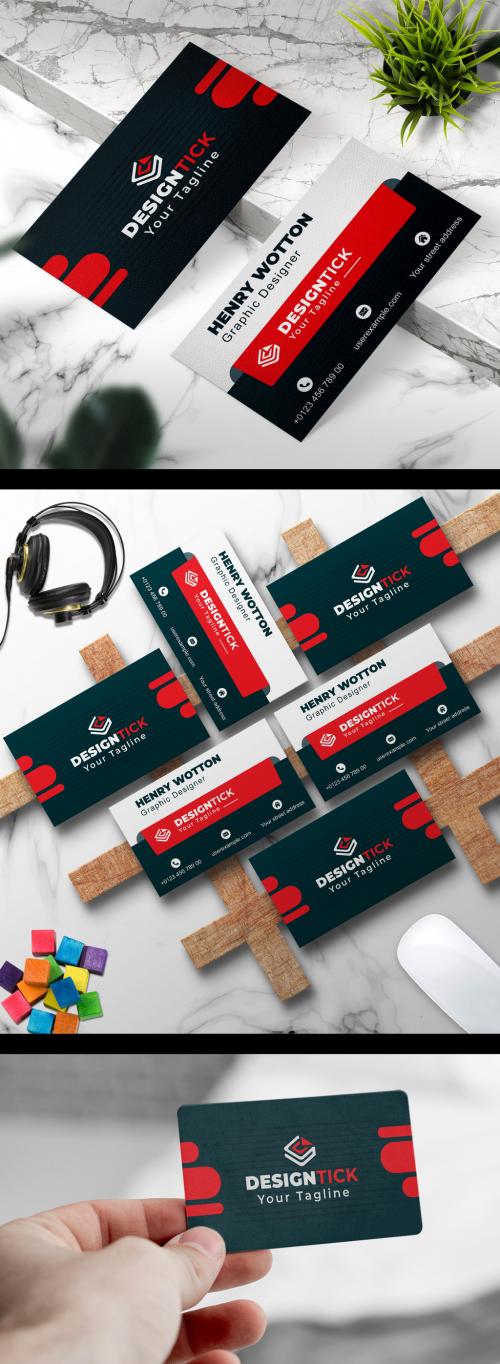 Red Color Business Card Layout Design - 460401193