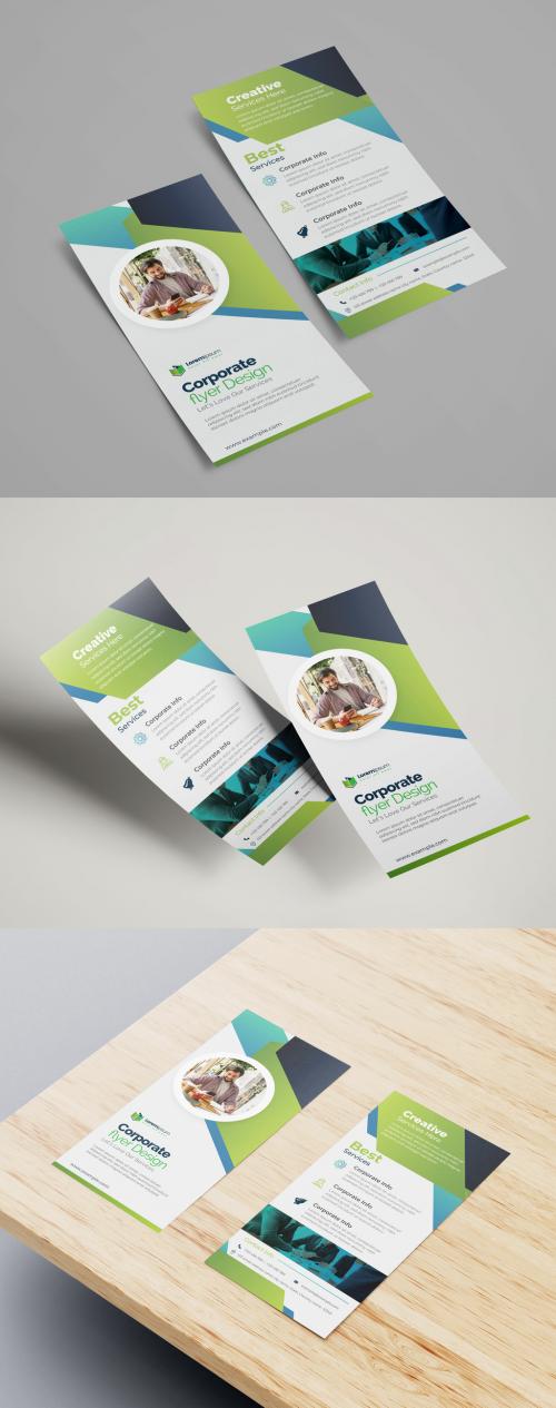 Flyer Layout with Green and Blue Layout - 461065837