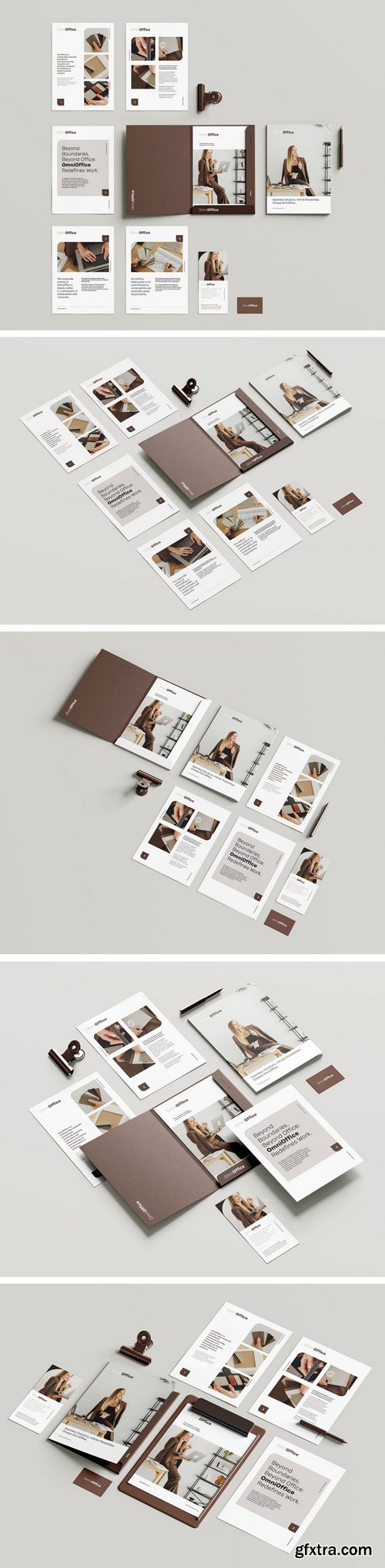 Stationery with Folder PSD Mockup Template