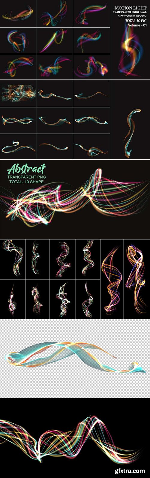 Abstract Motion Light Brushes Collection for Photoshop