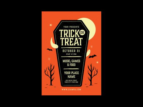 Vintage Trick or Treat Event Flyer Layout - 461120299