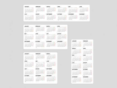 Light Full Year Calendar Layouts for the Year 2022 - 461120342