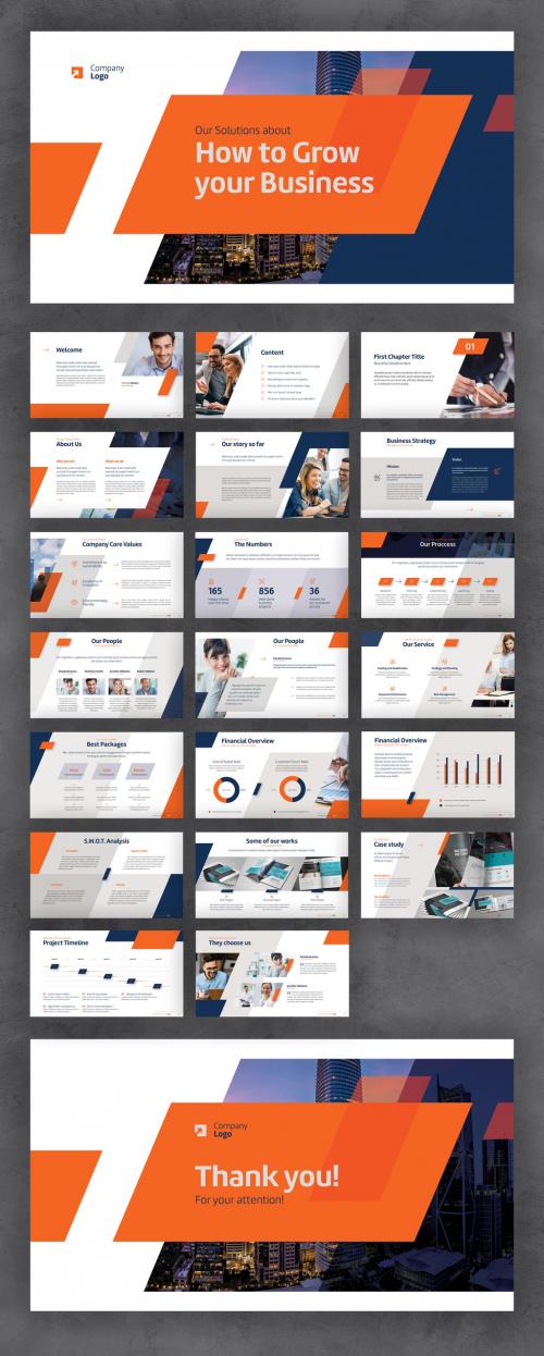 Business Company Presentation with Blue and Orange Accents - 461120509