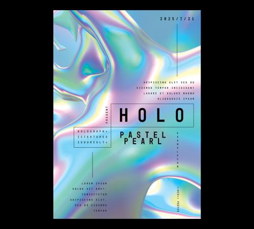 Event Poster Layout with Trendy Holographic Shapes Background - 461120606