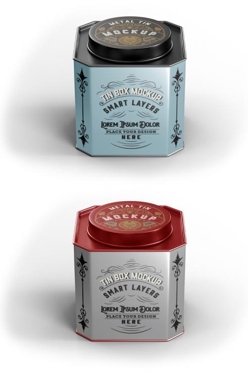 Colored Metal Tin Mockup - 461120791