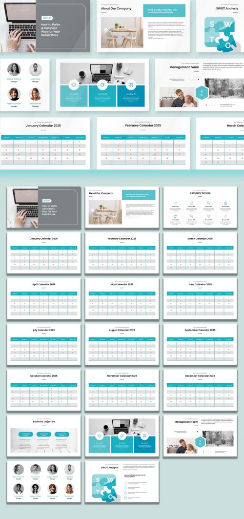 Business Plan Presentation Layout with Calendar - 461120955
