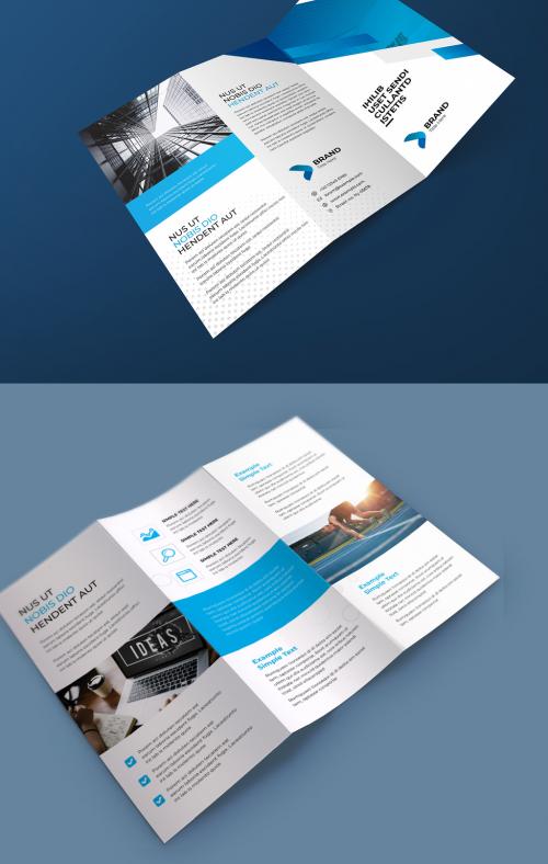 Trifold Brochure Layout with Blue Accents - 461121044