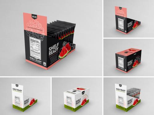 Shelf Box Packaging 3 Back Mockup Views - 461121376