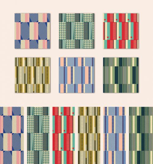 Retro Stripes Patterns Set - 461121429