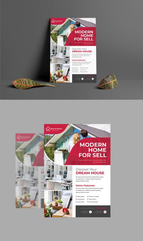 Corporate Flyer Layout with Red Accents - 461121994