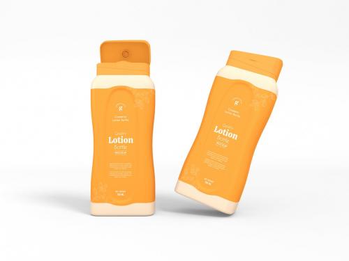 Flip Lid Body Lotion Bottle Packaging Mockup Set