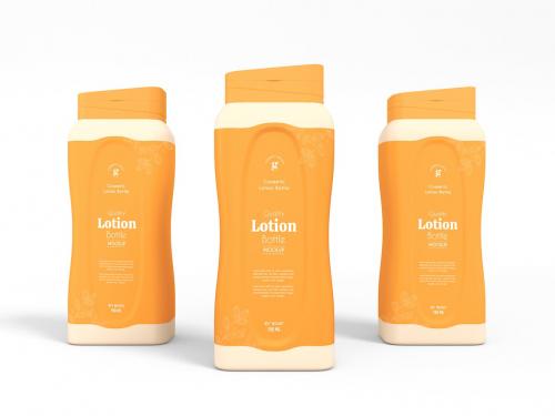 Flip Lid Body Lotion Bottle Packaging Mockup Set