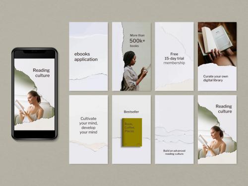 Minimal ebook Application Layout with Ripped Paper Craft - 461122738