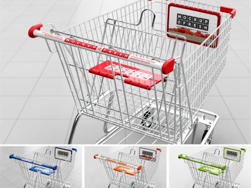 Shopping Metal Cart Rear View Mockup - 461123179