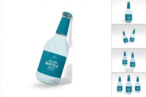 Round Glass Bottle Branding Mockup Set