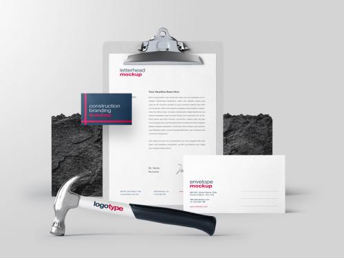 Construction and Architecture Branding Stationery Mockup - 461127937