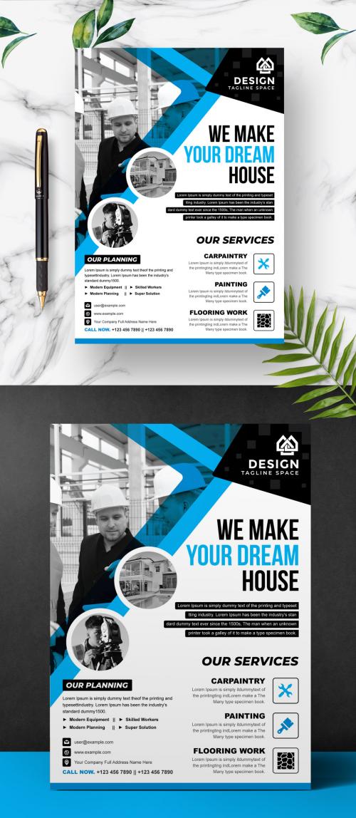 Blue Corporate Real Estate Flyer Layout - 461334193