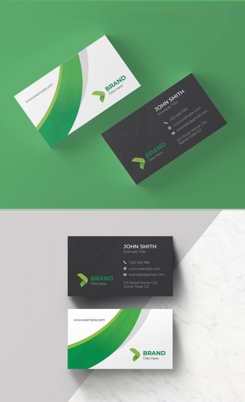 Business Card Layout with Blue Accents - 461336837
