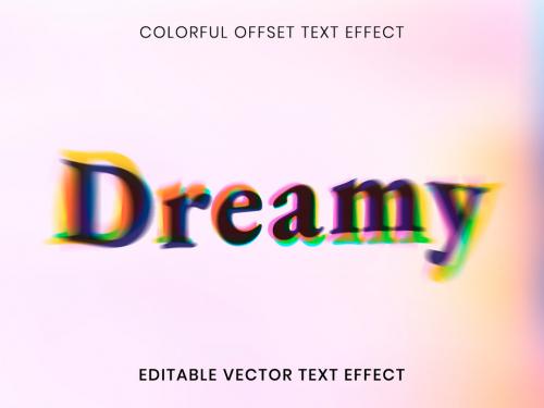 Editable Text Effect Layout with Colorful Offset Font - 461594847