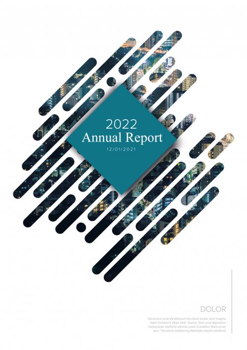 Light Annual Report Front Cover Page Layout with Masked Photo - 462310170